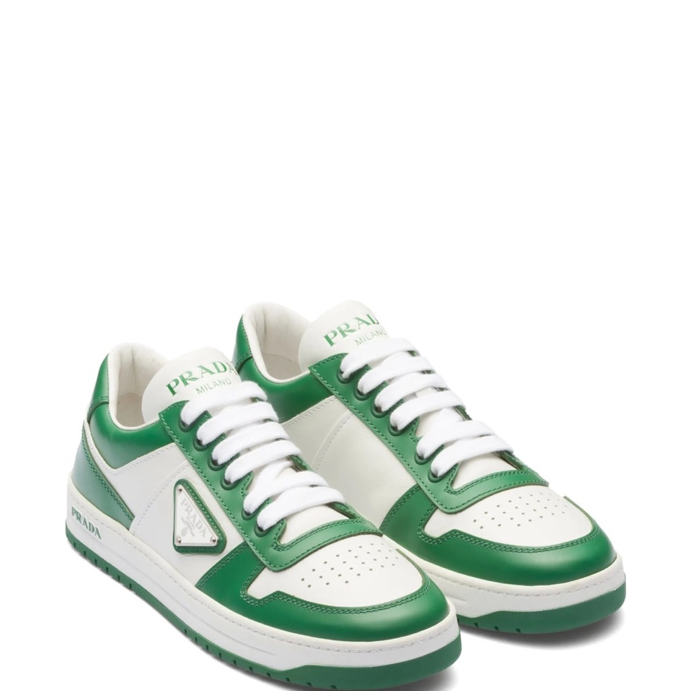 Prada Emerald and White Leather Sneakers - Picture 2 of 6